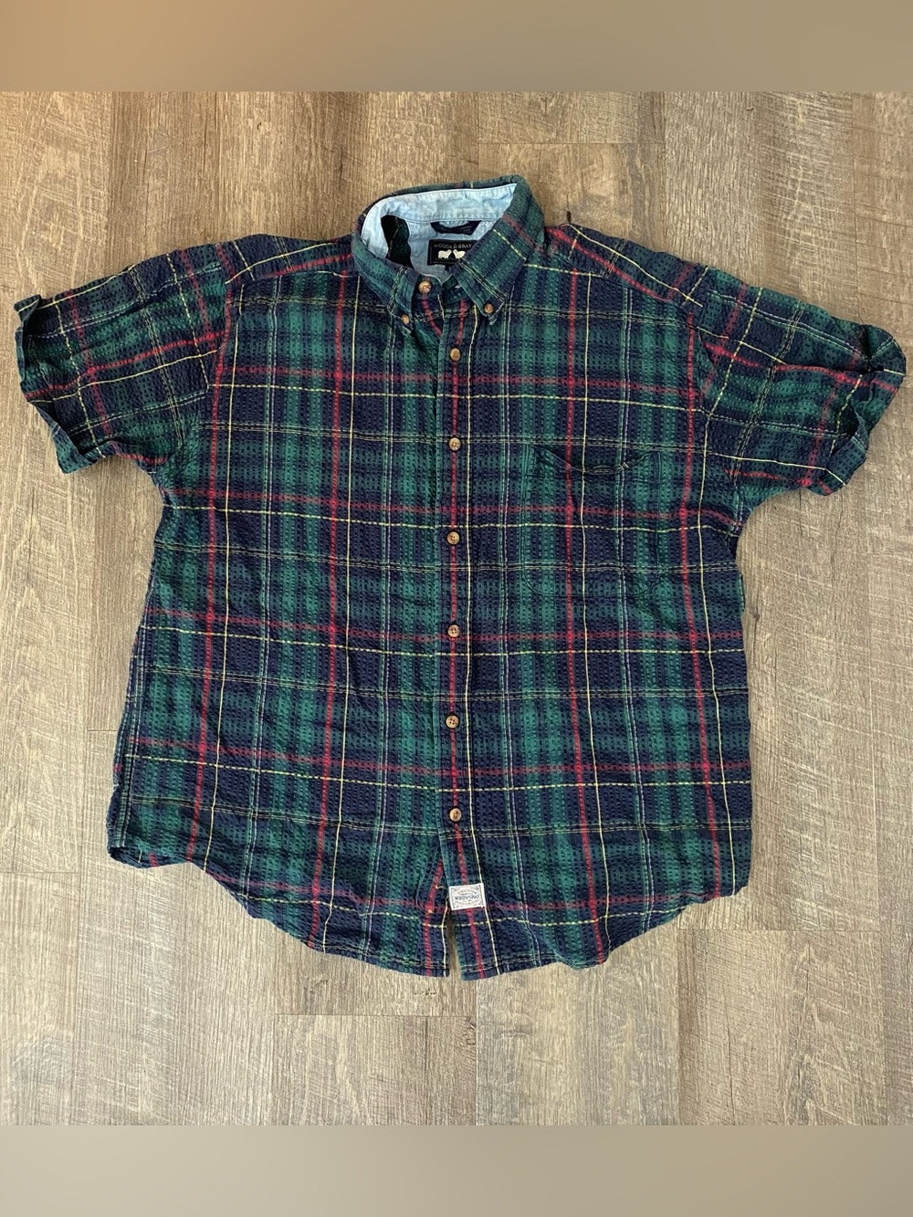 Woods & Gray Men’s Large 100% Cotton Short Sleeve Flannel Button Up